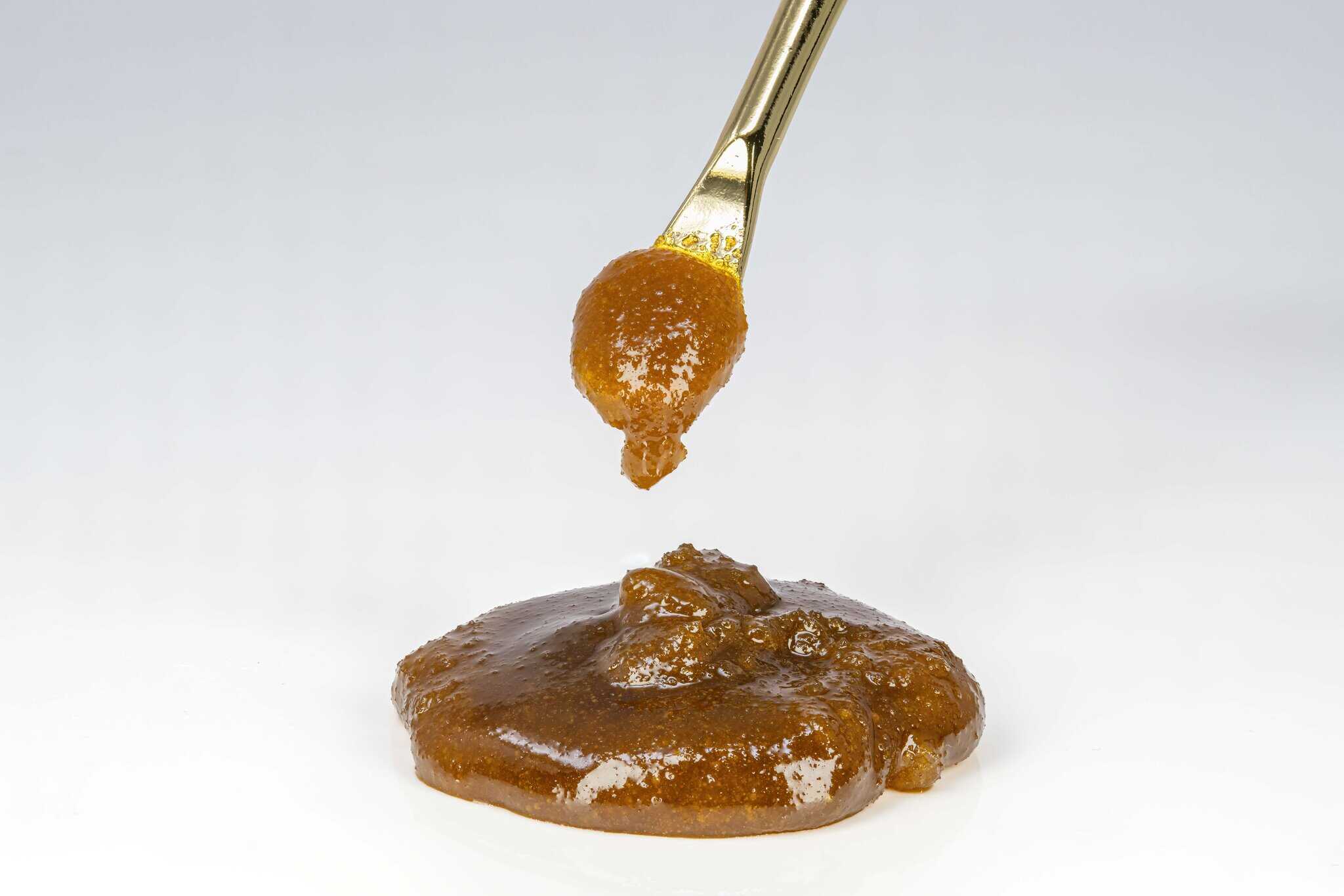 Golden brown sugar scrub on spatula